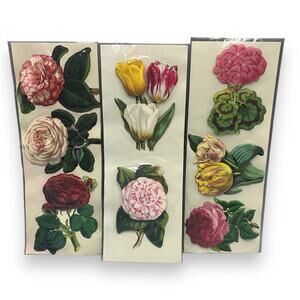 Anna Griffin Large 3D Floral Stickers Rose's Tulips Carnations Hydrangea 3-5"